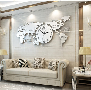 Nordic Decorative World Map Large Wall Clock