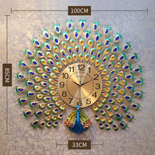 Load image into Gallery viewer, 100x85cm Large Peacock Wall Clock