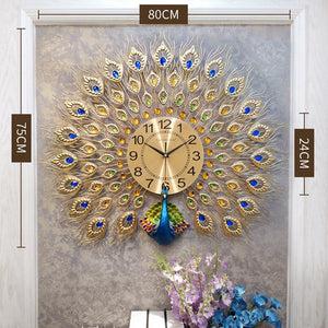 100x85cm Large Peacock Wall Clock