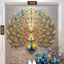 Load image into Gallery viewer, 100x85cm Large Peacock Wall Clock