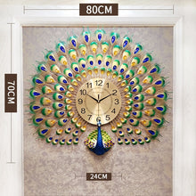 Load image into Gallery viewer, 100x85cm Large Peacock Wall Clock